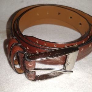 Allen Edmonds Men Belt italian Calfskin SZ:42 Made USA Brown Solid Brass 36506..